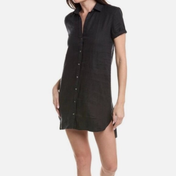 James Perse STANDARD 100% linen black knit lined minimalist dress size 2 - Picture 1 of 10